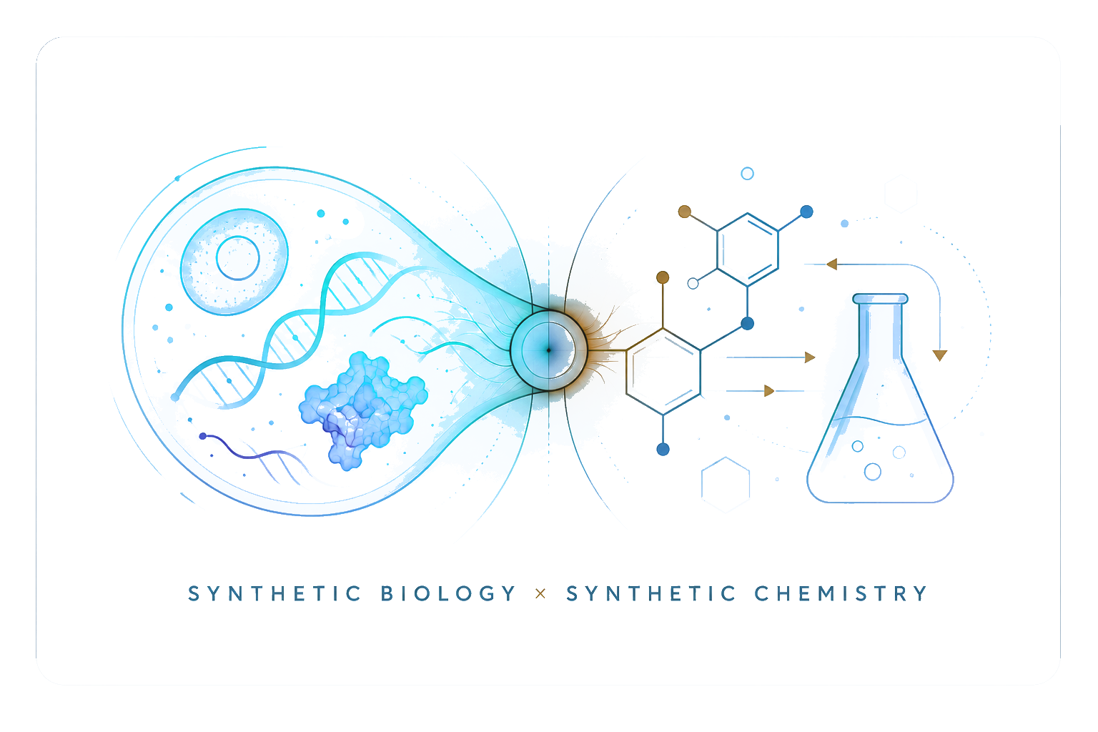Synthetic biology and synthetic chemistry concept diagram