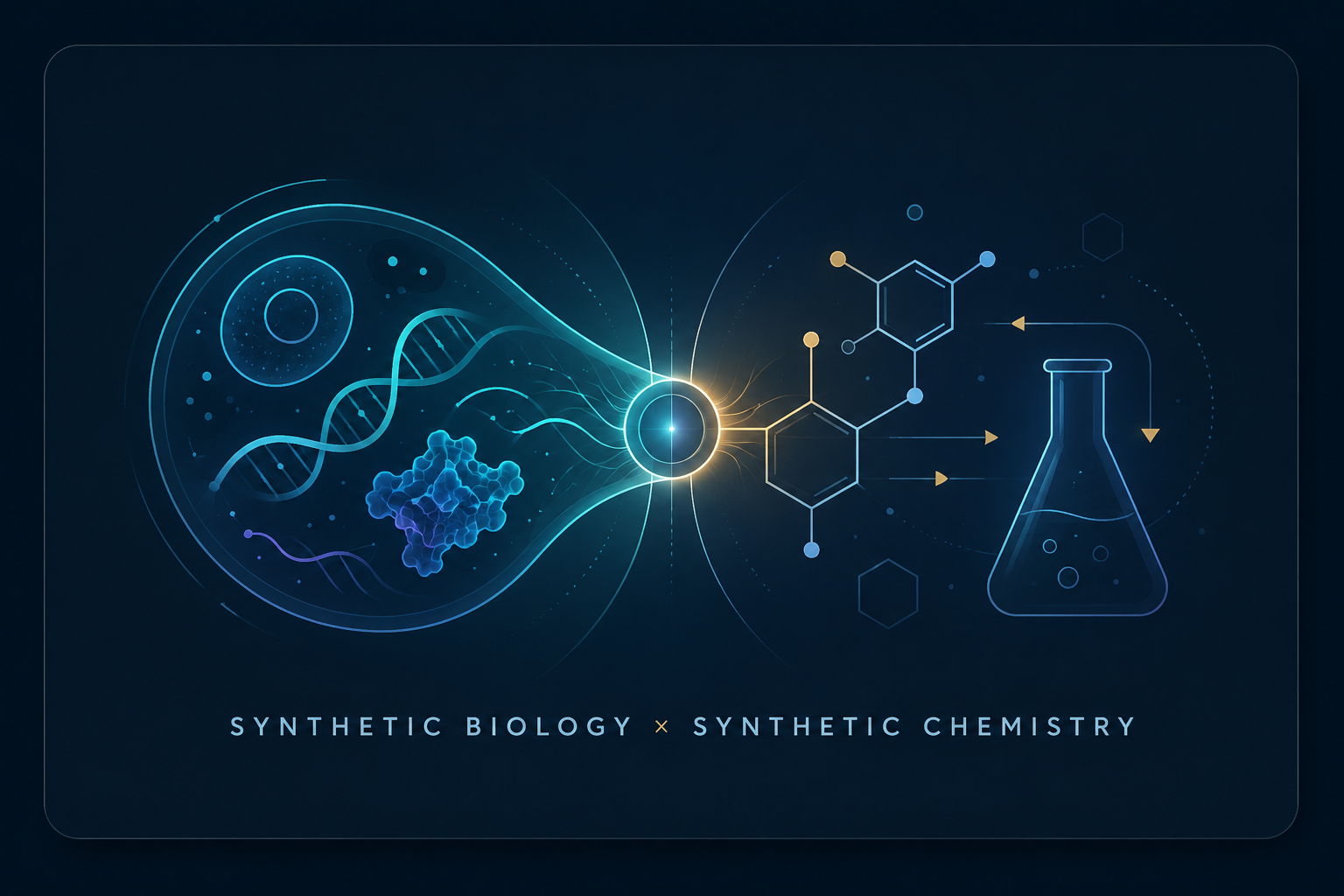 Synthetic biology and synthetic chemistry concept diagram