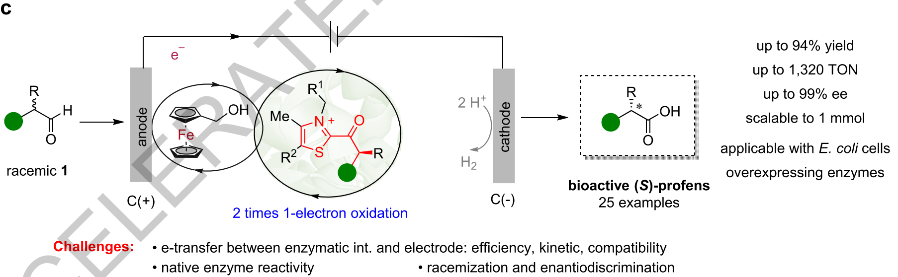 Graphical abstract for electricity-driven enzymatic dynamic kinetic oxidation